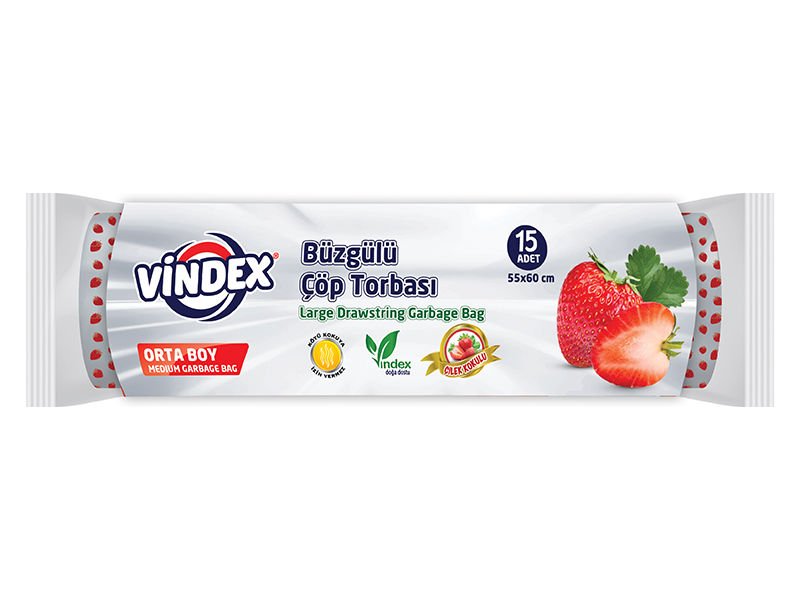 Vindex Büzgülü Çöp Torbası Çilek Kokulu Orta Boy