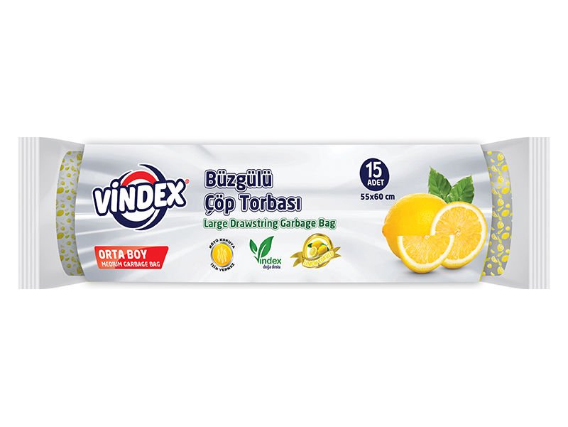 Vindex Büzgülü Çöp Torbası Limon Kokulu Orta Boy