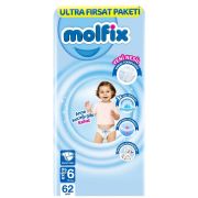 Molfix Bebek Bezi 3D 6 Beden Extra Large 15+ Kg 62Li Ultra Fırsat Paketi