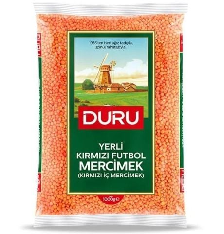 DURU Yerli Kırmızı Futbol Mercimek (Kırmızı İç Mercimek) 1000g