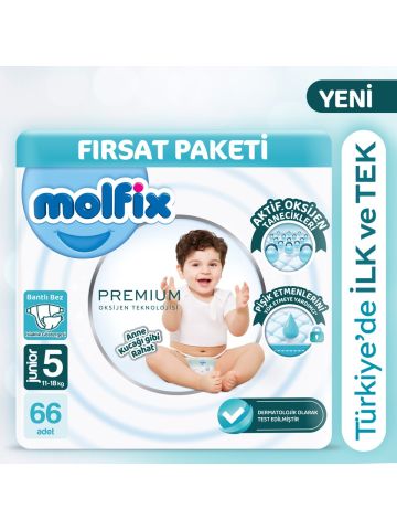 Molfix Premium Oksijen Ultra Fırsat Paketi 5 Beden 66 Adet