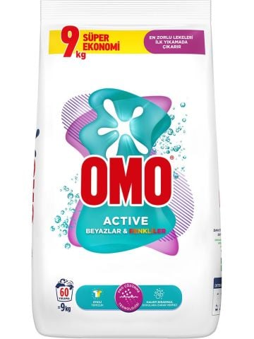 Omo Active Toz Deterjan Renkliler & Beyazlar 9 Kg