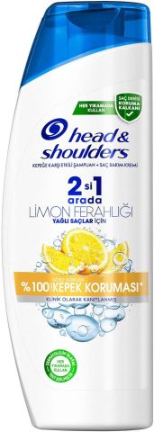 Head & Shoulders 2'si 1 Arada Şampuan Limon Ferahlığı Kepeğe Karşı Etkili, 330 ml